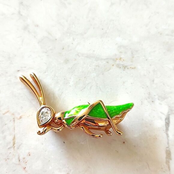 Swarovski Crystal Grasshopper Pin Brooch - Picture 1 of 8